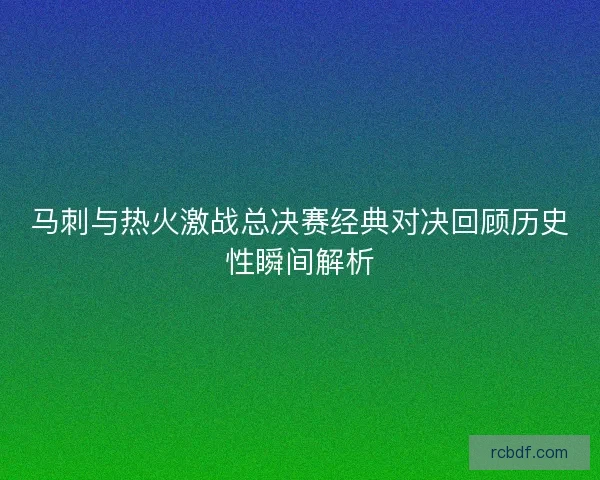 马刺与热火激战总决赛经典对决回顾历史性瞬间解析